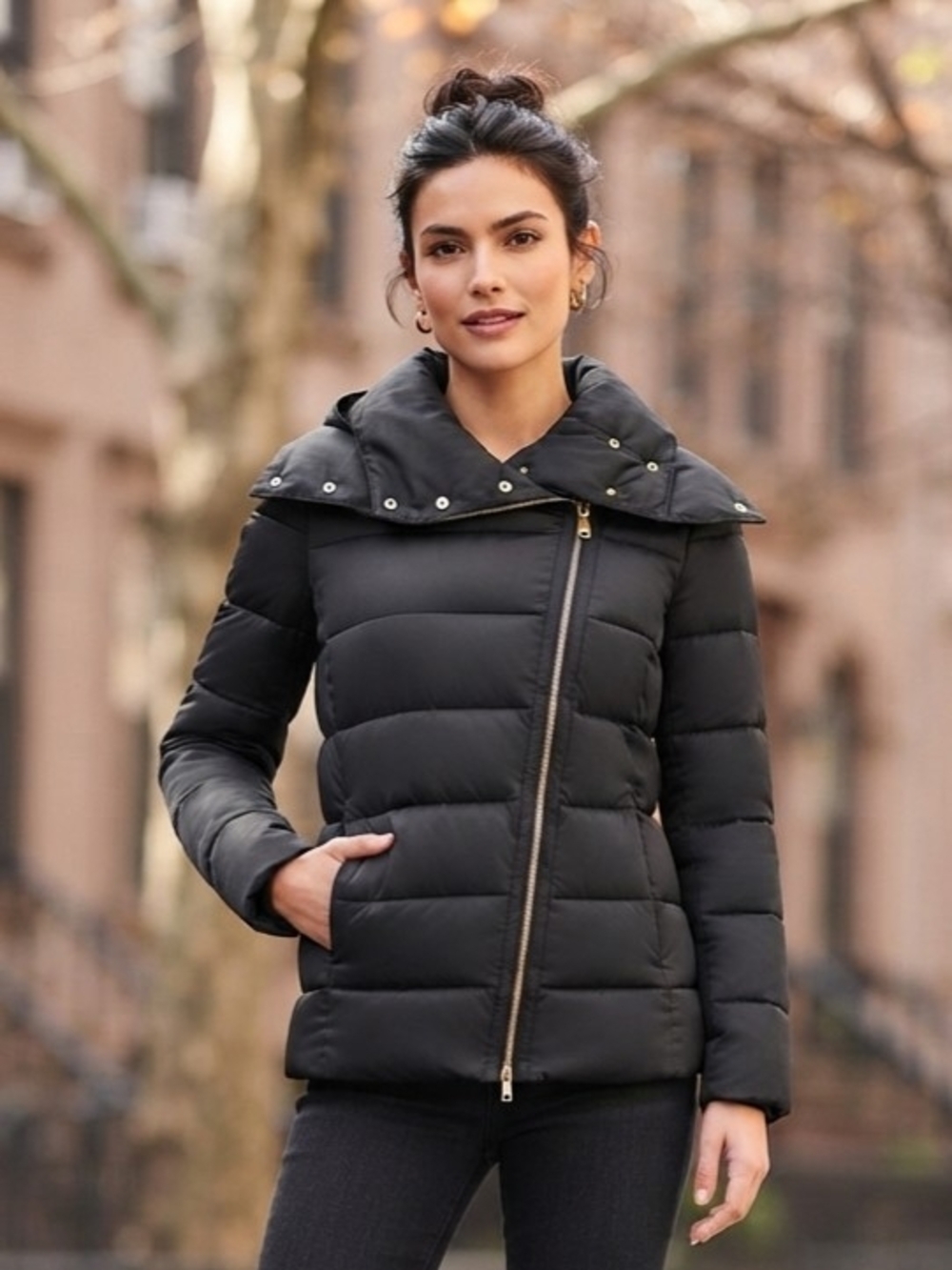 Kenneth Cole Black Quilted Zip Puffer Jacket Size Large